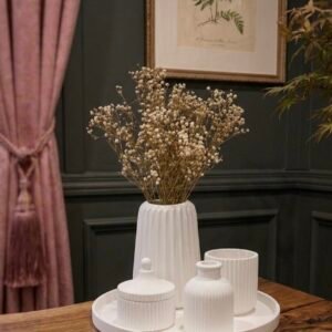 Arctic White Ribbed Decor Set