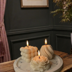 Silver Glow Sculptural Candle Set